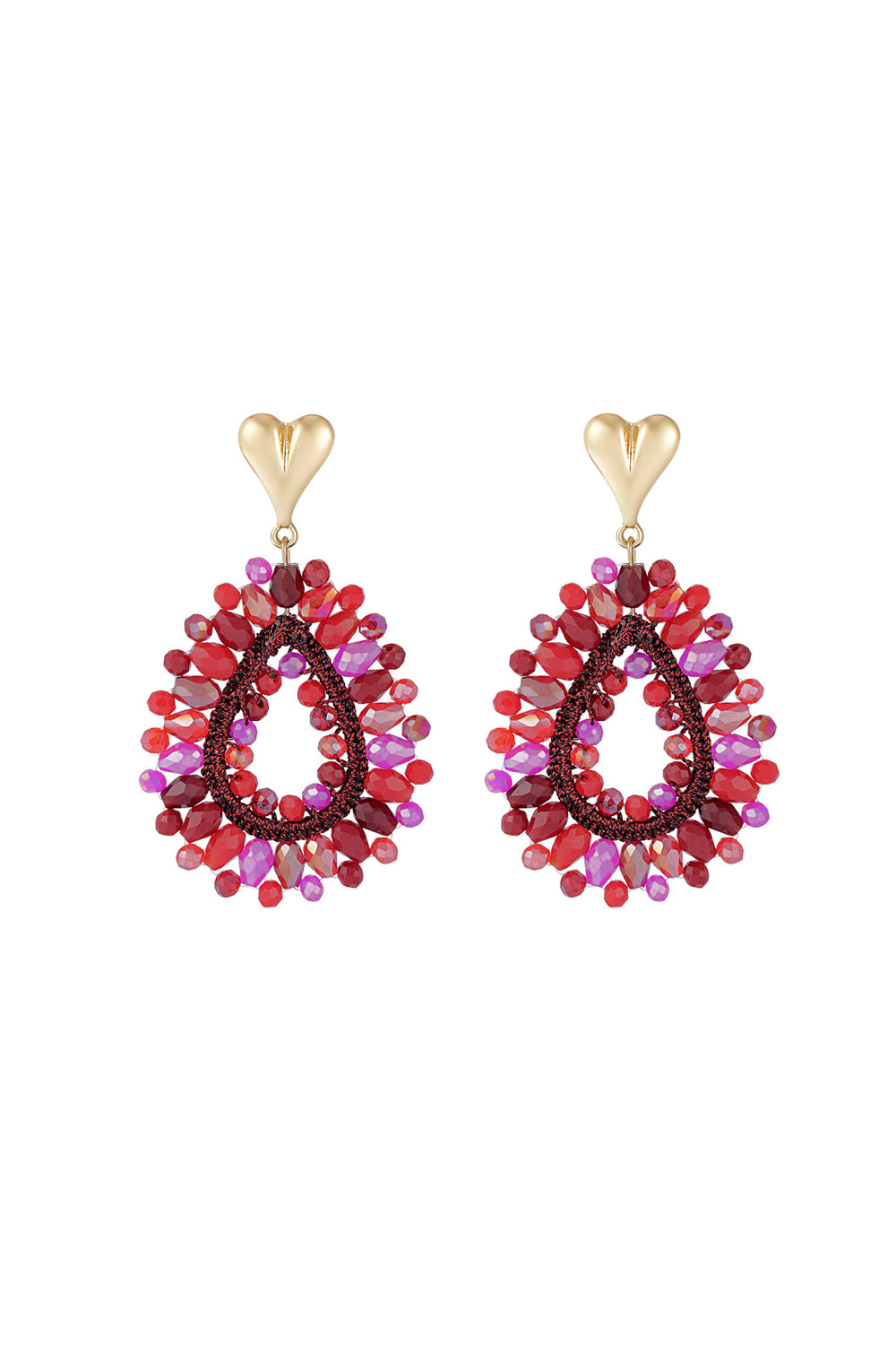 Beaded Love earrings - fuchsia