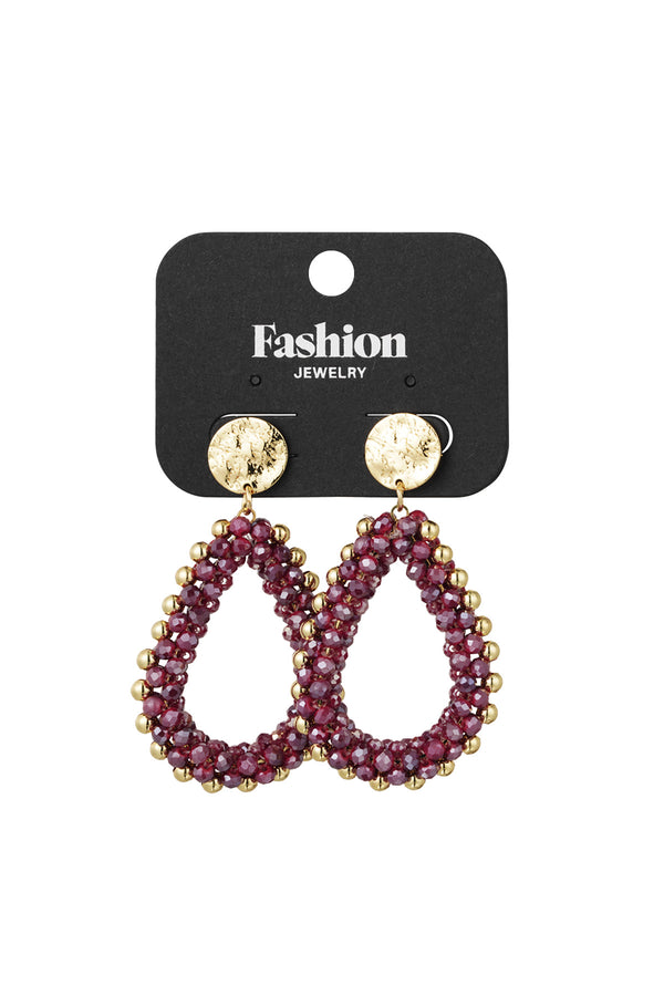 Bead drop earrings - wine red