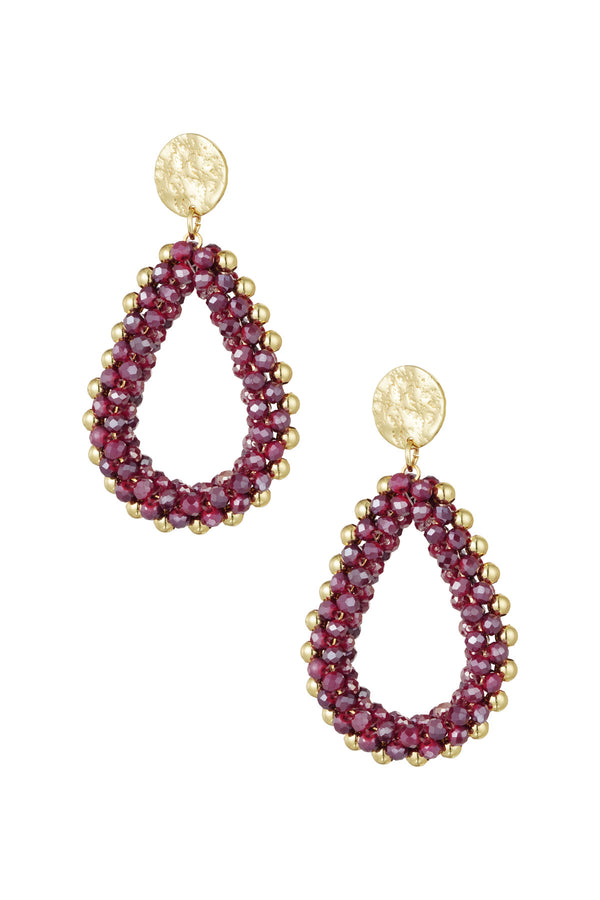 Bead drop earrings - wine red