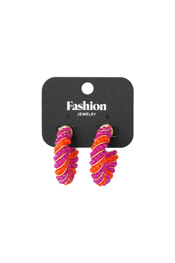 Twisted grace earrings - orange & pink