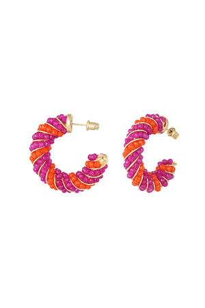 Twisted grace earrings - orange & pink