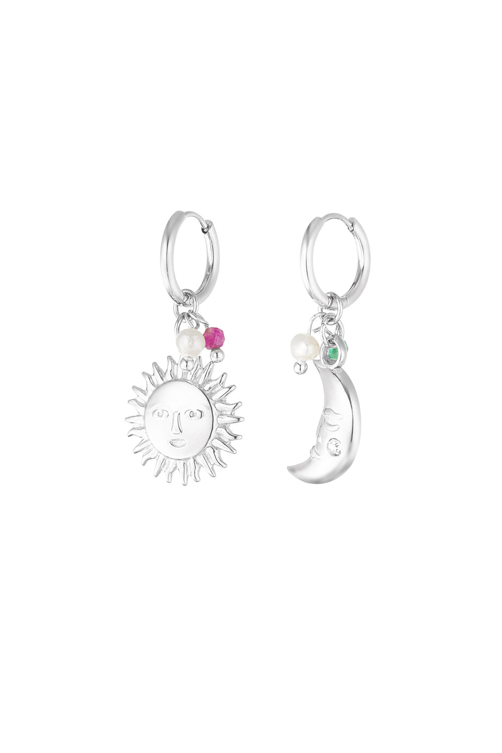 Earrings solar duo - Silver Color color