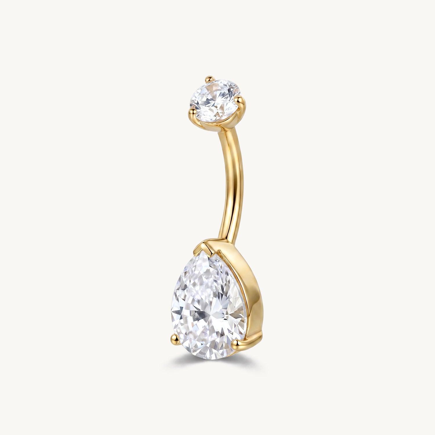 Crystal triangle navelpiercing gold