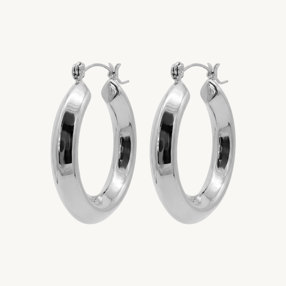 Rectangular hoops silver