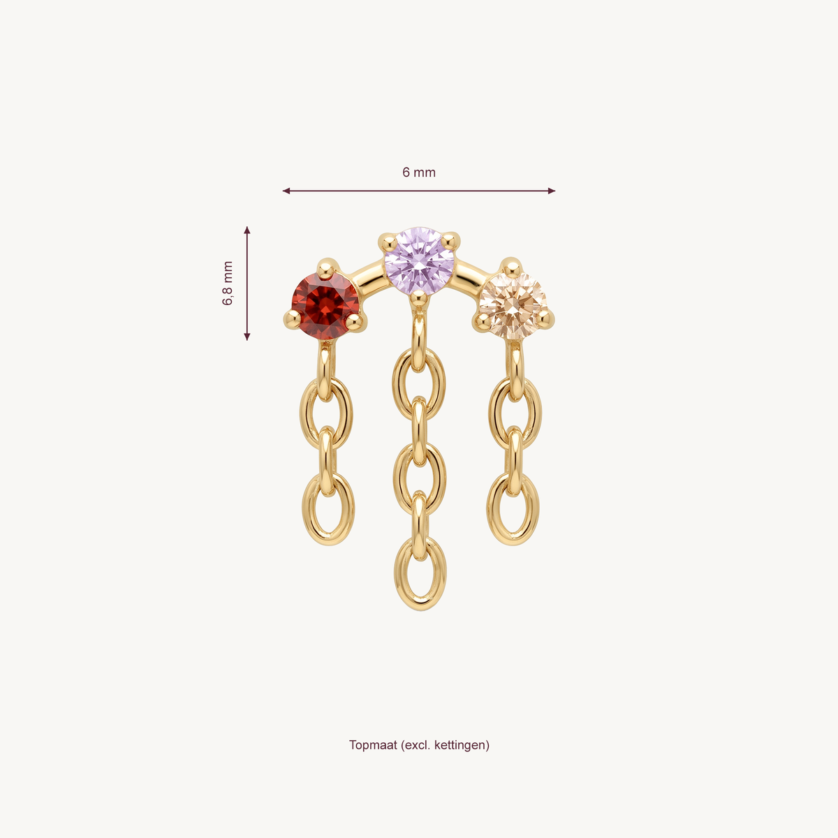 Lumi chains gold – Topmaat 6 mm breed, 6,8 mm hoog, exclusief kettingen