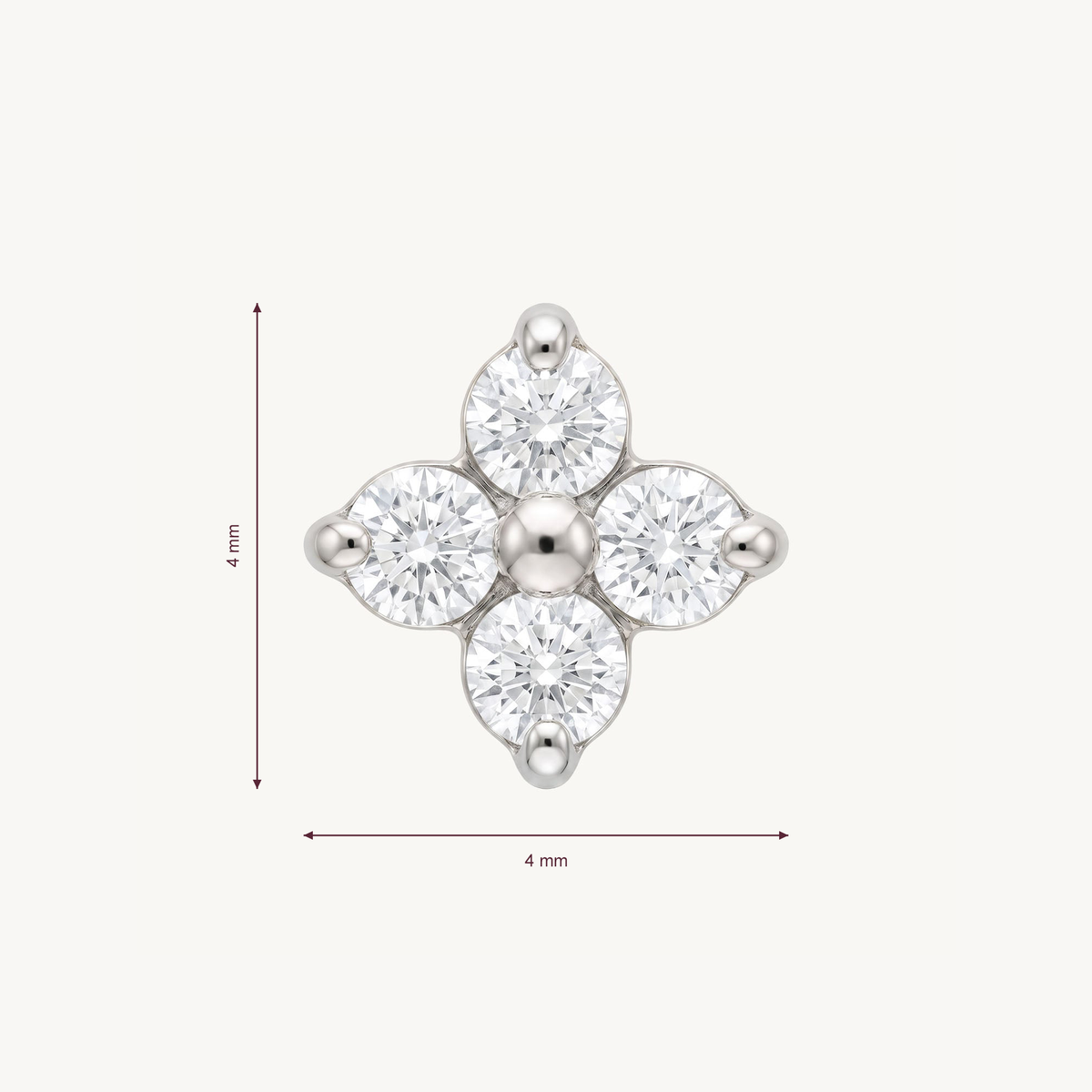 Lab grown petal sparkle – Afmeting 4 mm × 4 mm