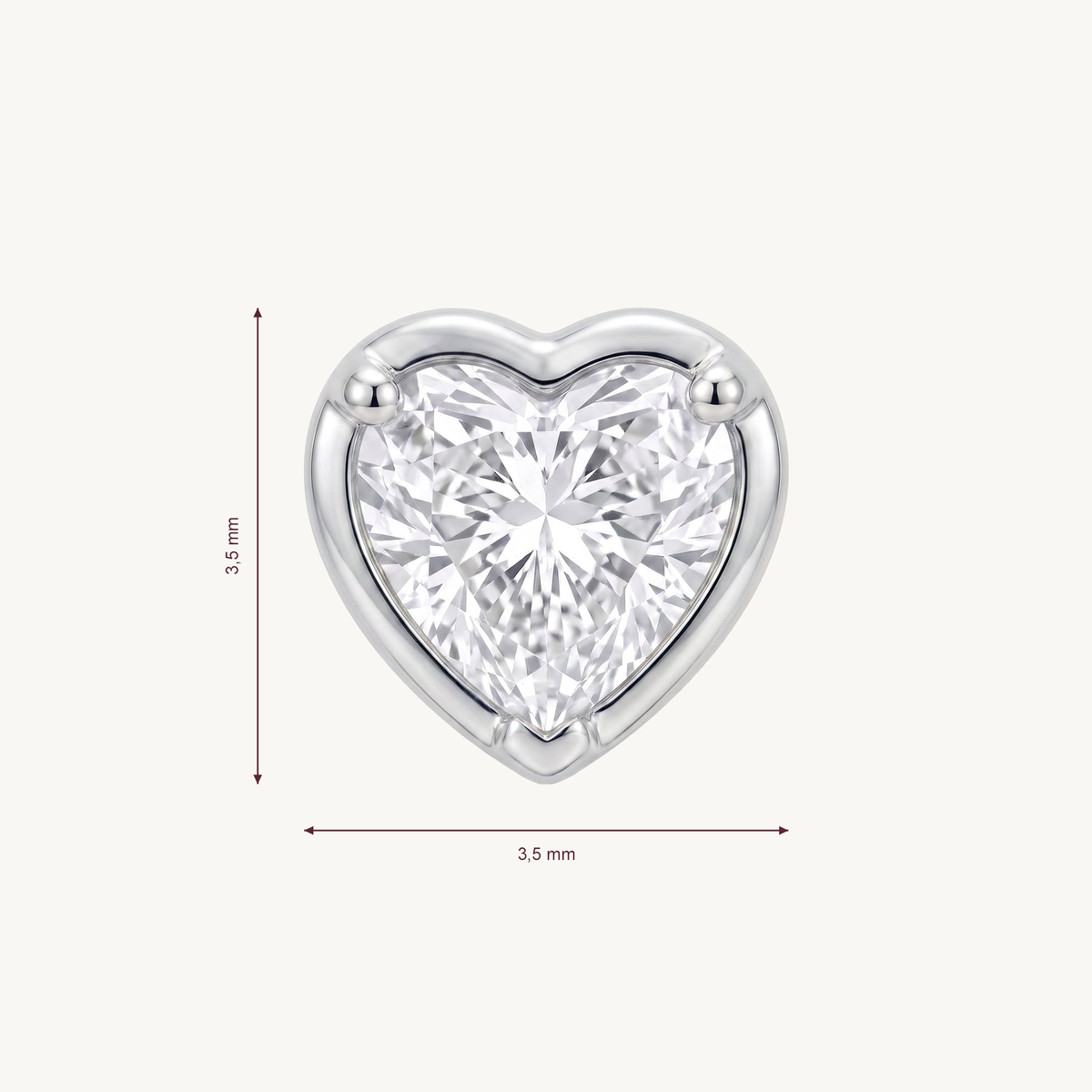 Lab grown Sweet heart diamond – Afmeting 3,5 mm × 3,5 mm