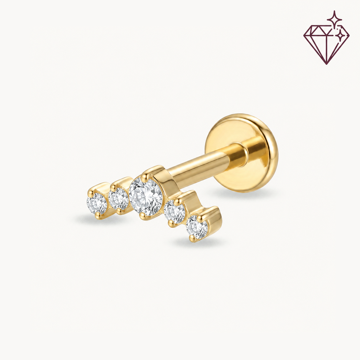 Lab grown diamond row gold – SIDE