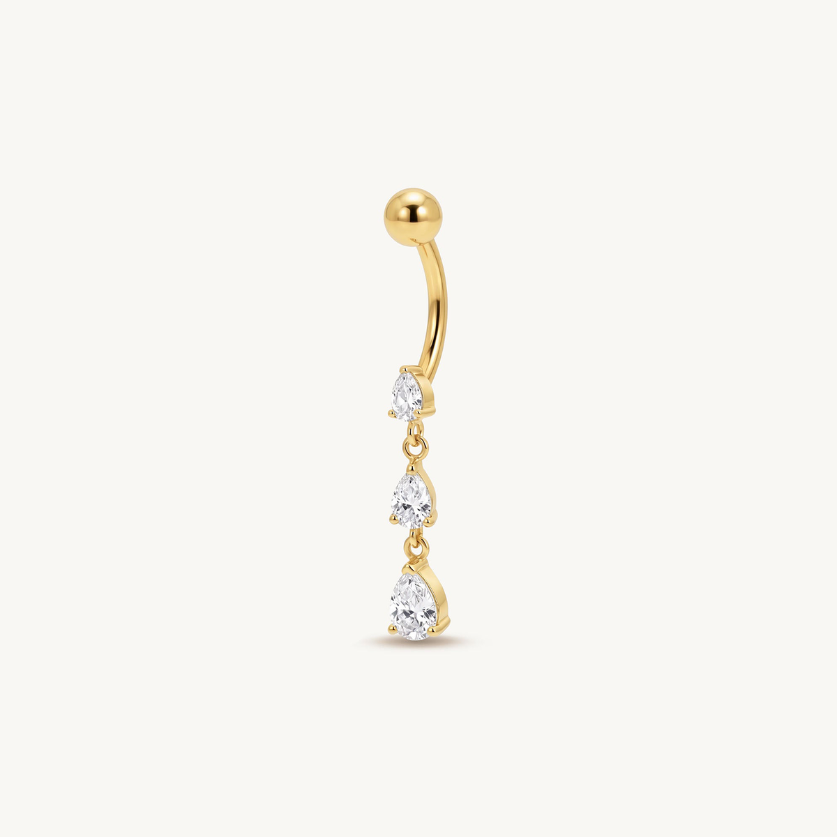 Triple crystal drop navel gold – SIDE