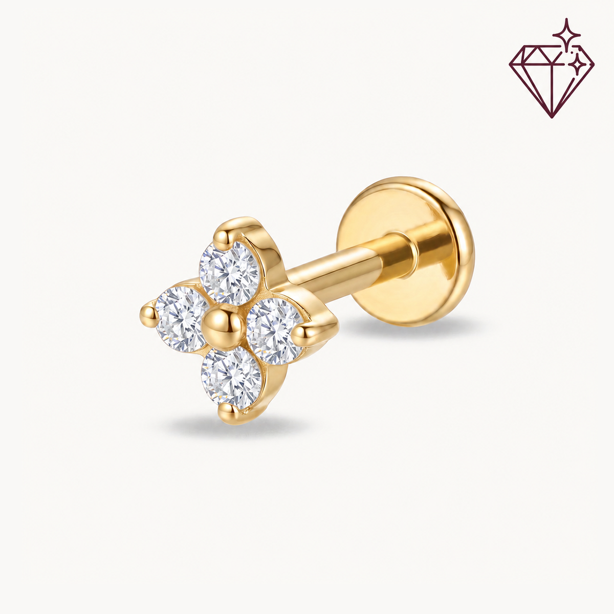 Lab grown petal sparkle gold – SIDE
