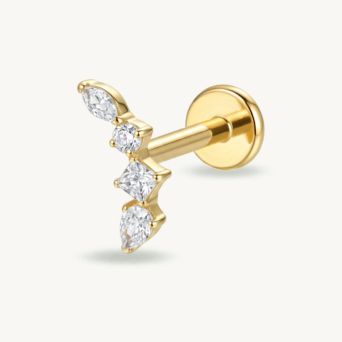 Ronde moissaniet in een zilverkleurige Stud Society piercing
