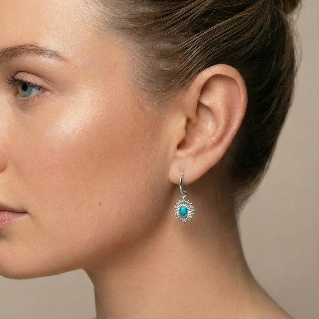 Blue star earrings silver