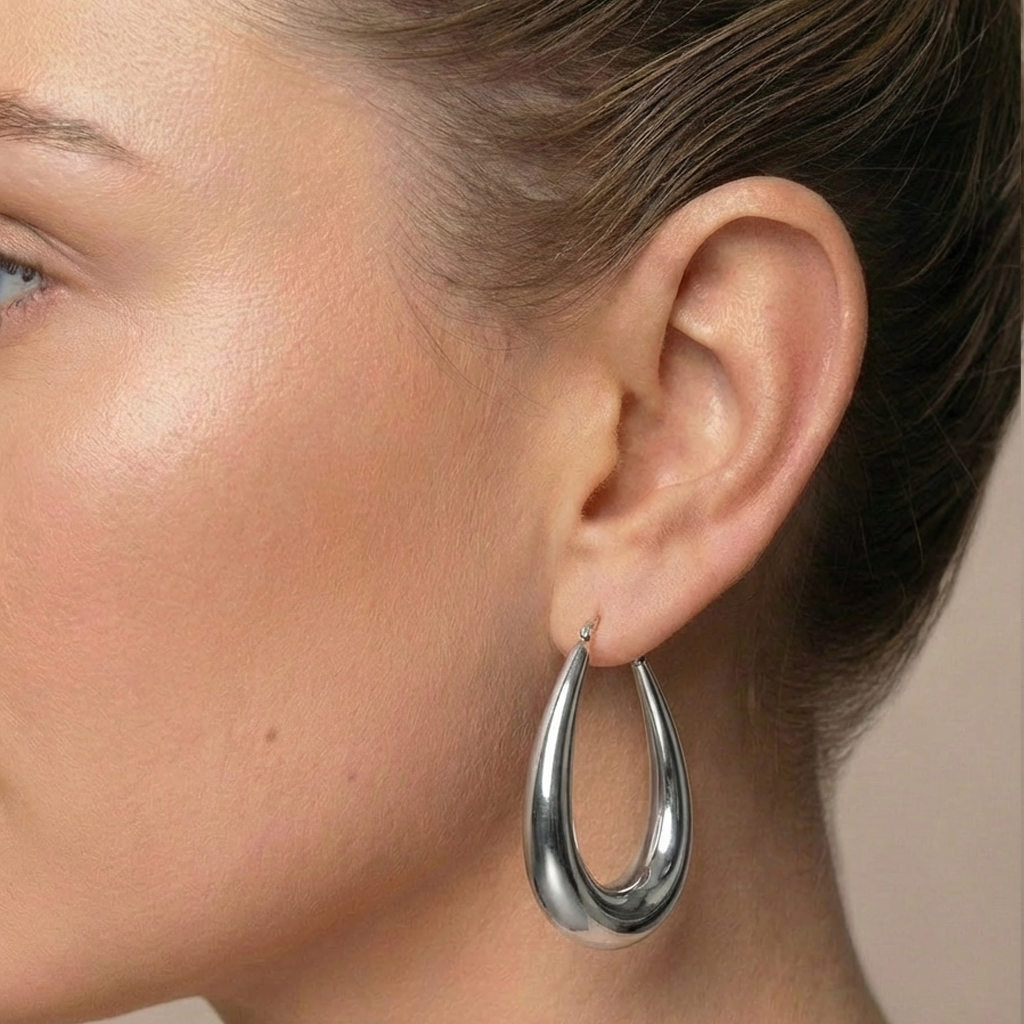 Oval bulb earrings silver