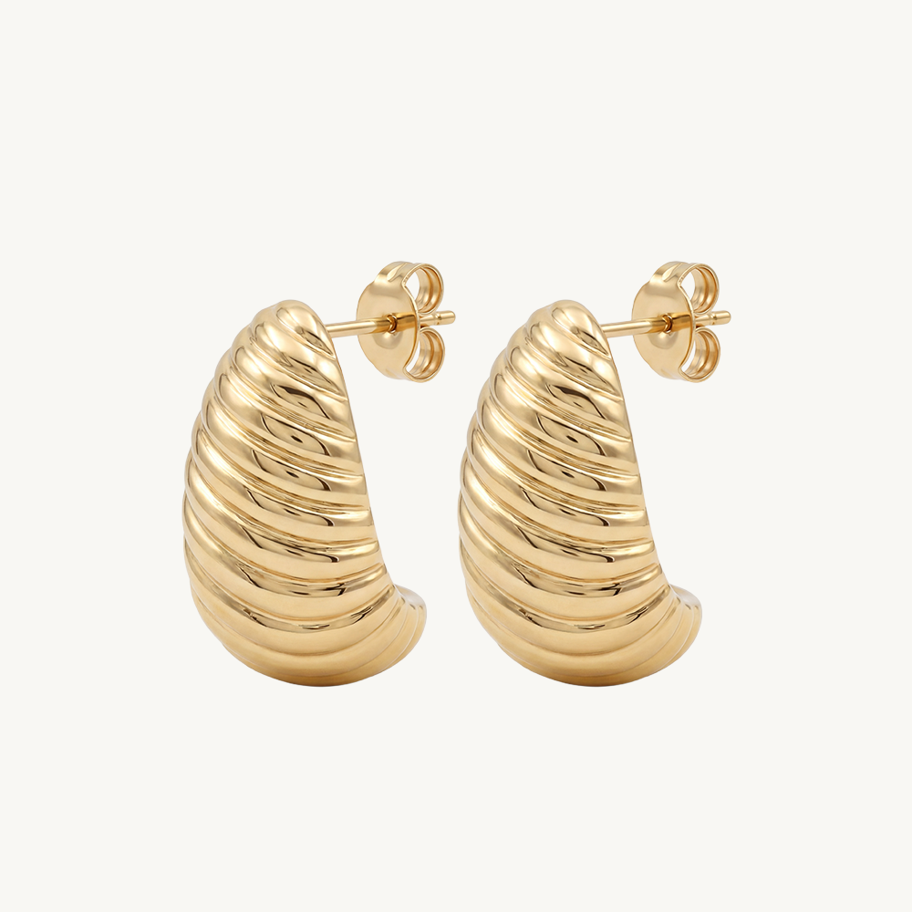 Ribbed half hoops gold