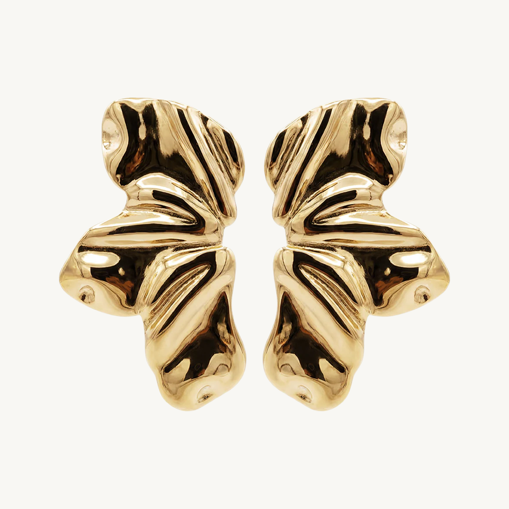 Flower wing earrigs gold