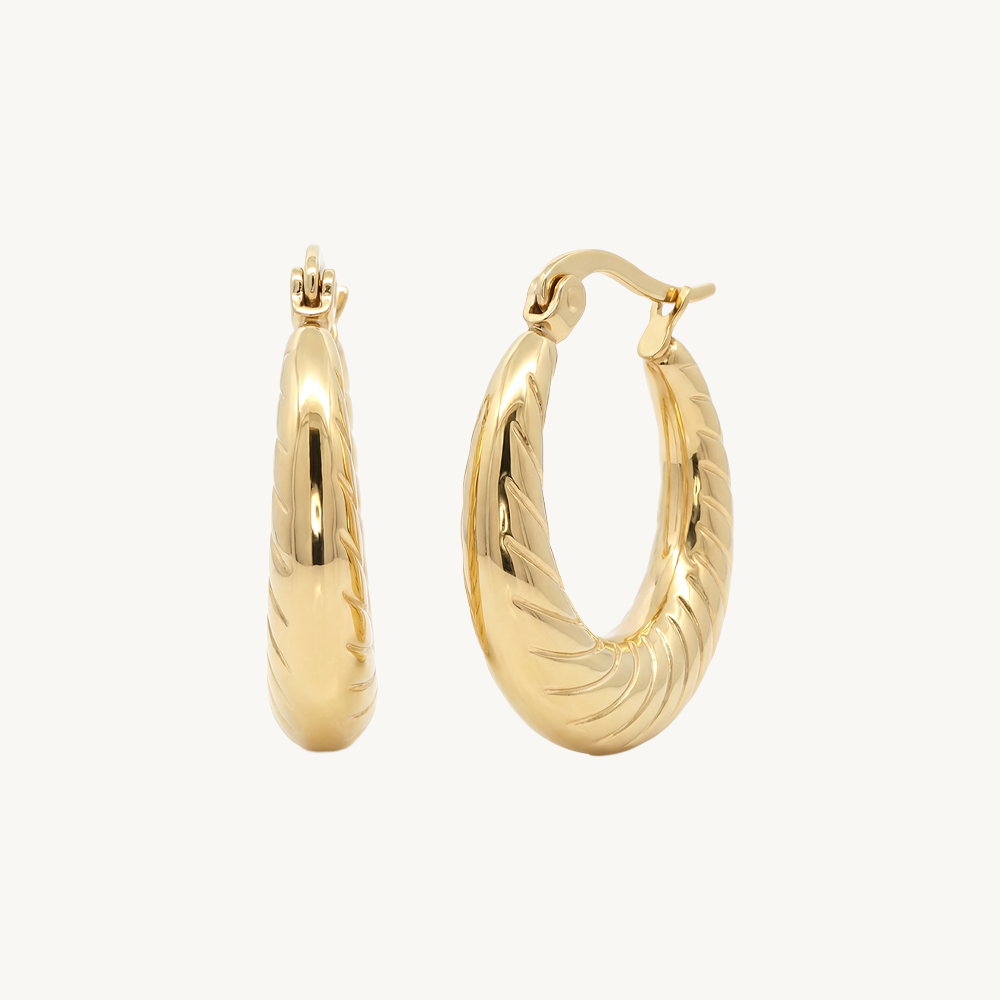 Ribbed oval hoops gold