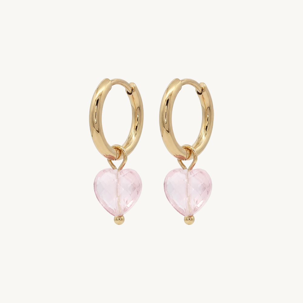Heart stone hoops gold