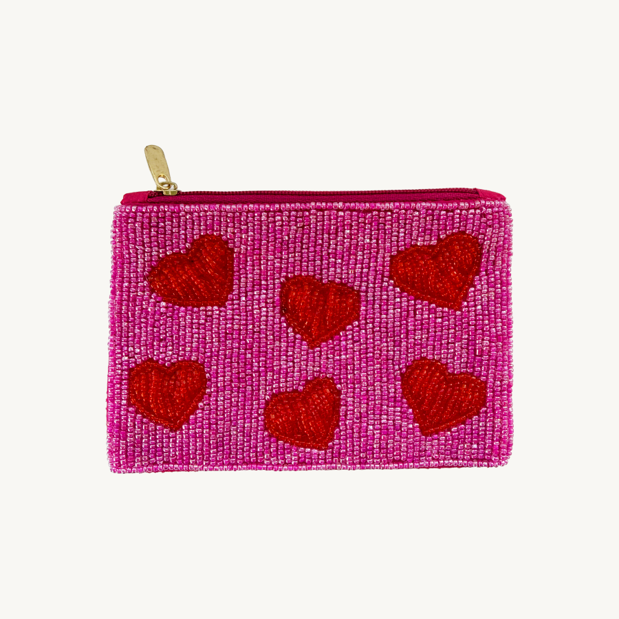Beaded purse hearts