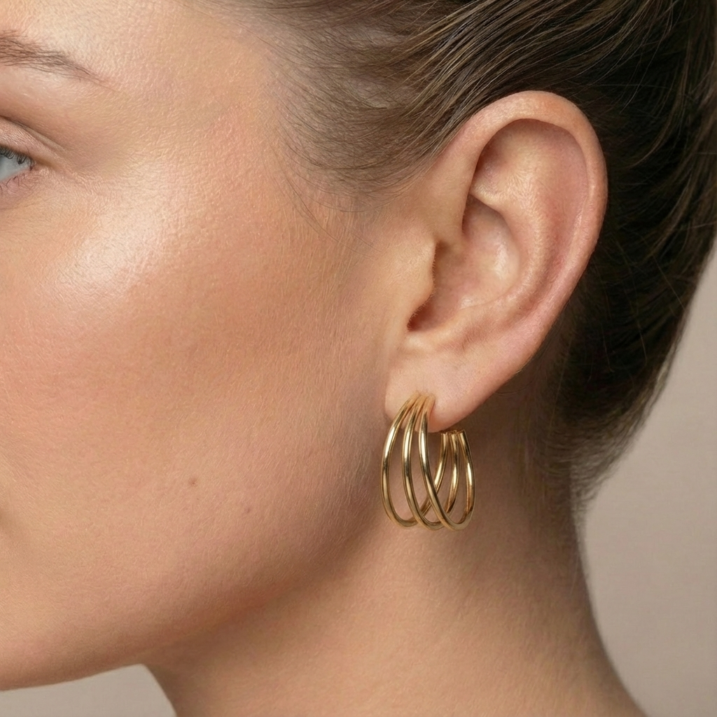 Triple hoops gold