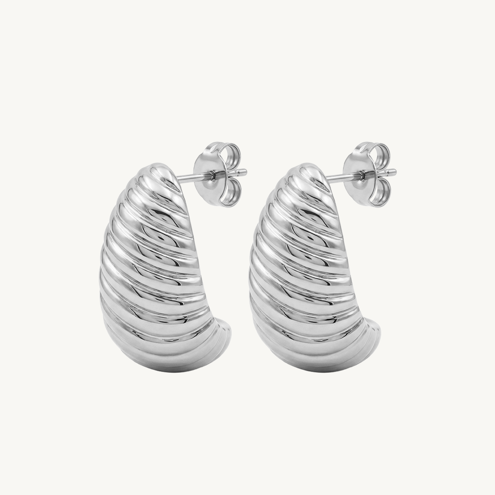 Ribbed half hoops silver