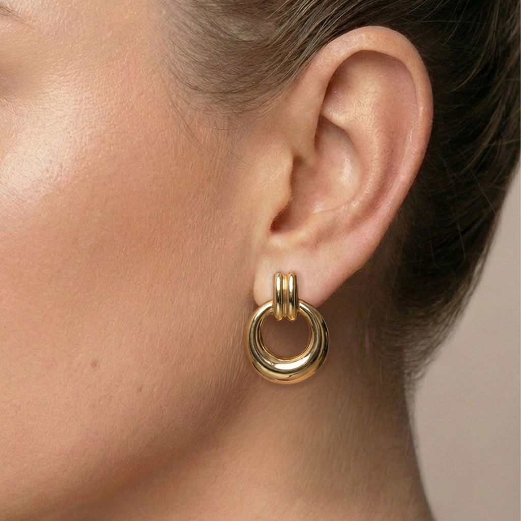 Rounded earrings gold