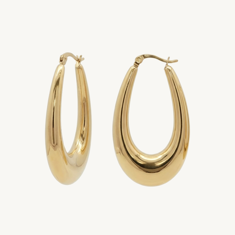 Oval bulb earrings gold