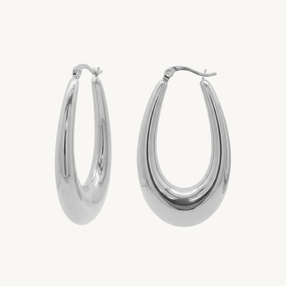 Oval bulb earrings silver