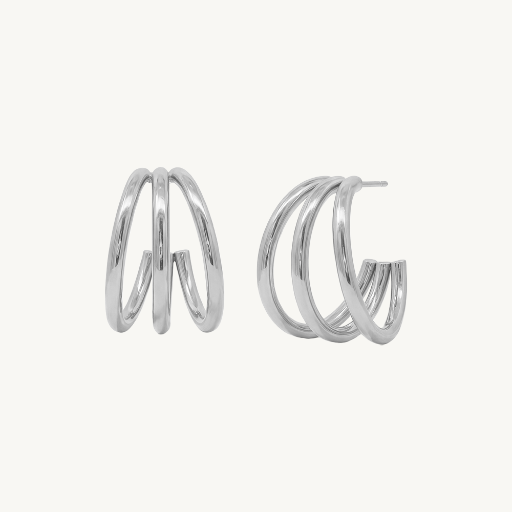 Triple wide hoops silver